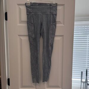 Lululemon Washed Gray High-Waist Leggings with Side Pockets